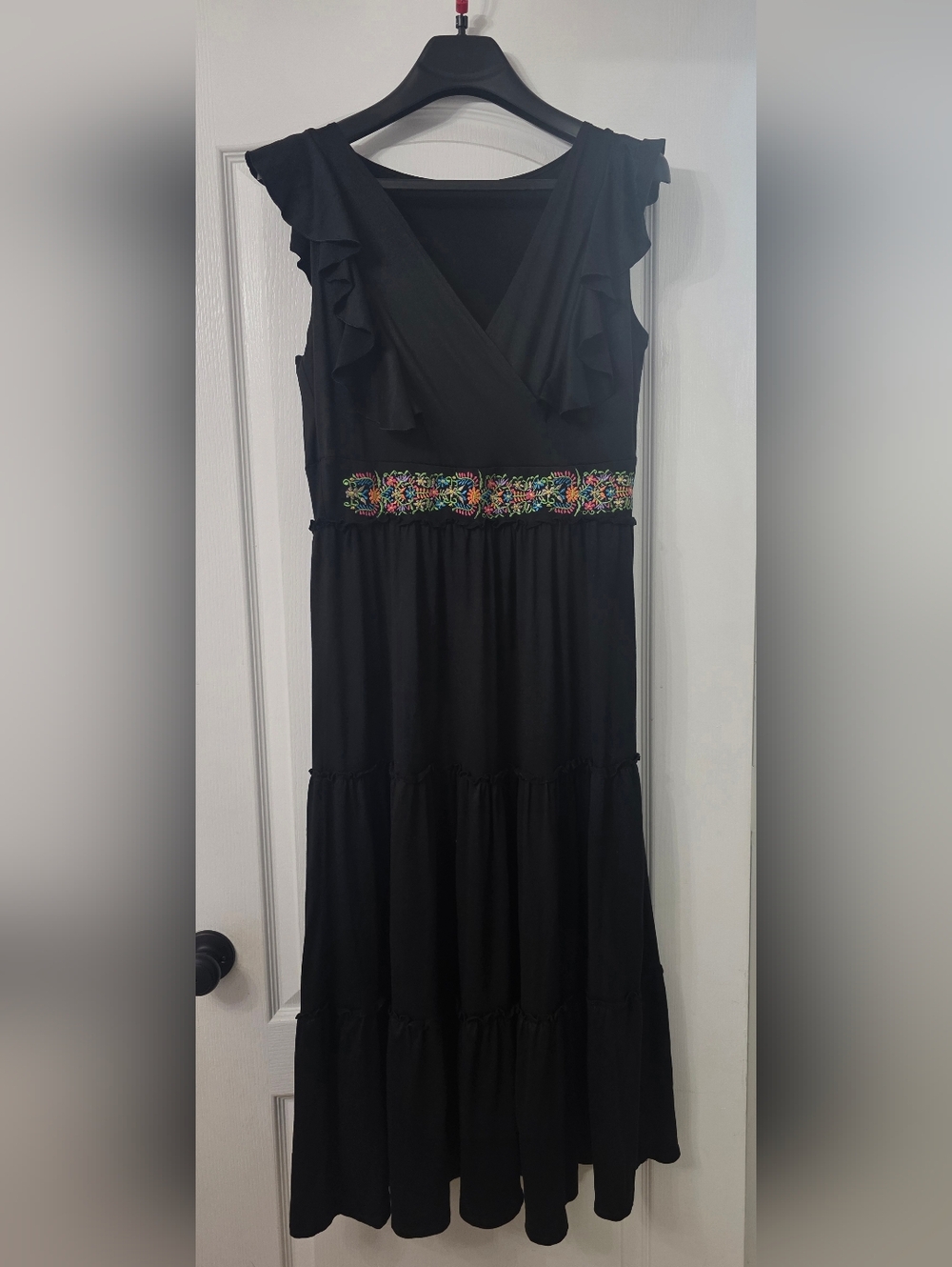 Black Embroidered Mexican Dress